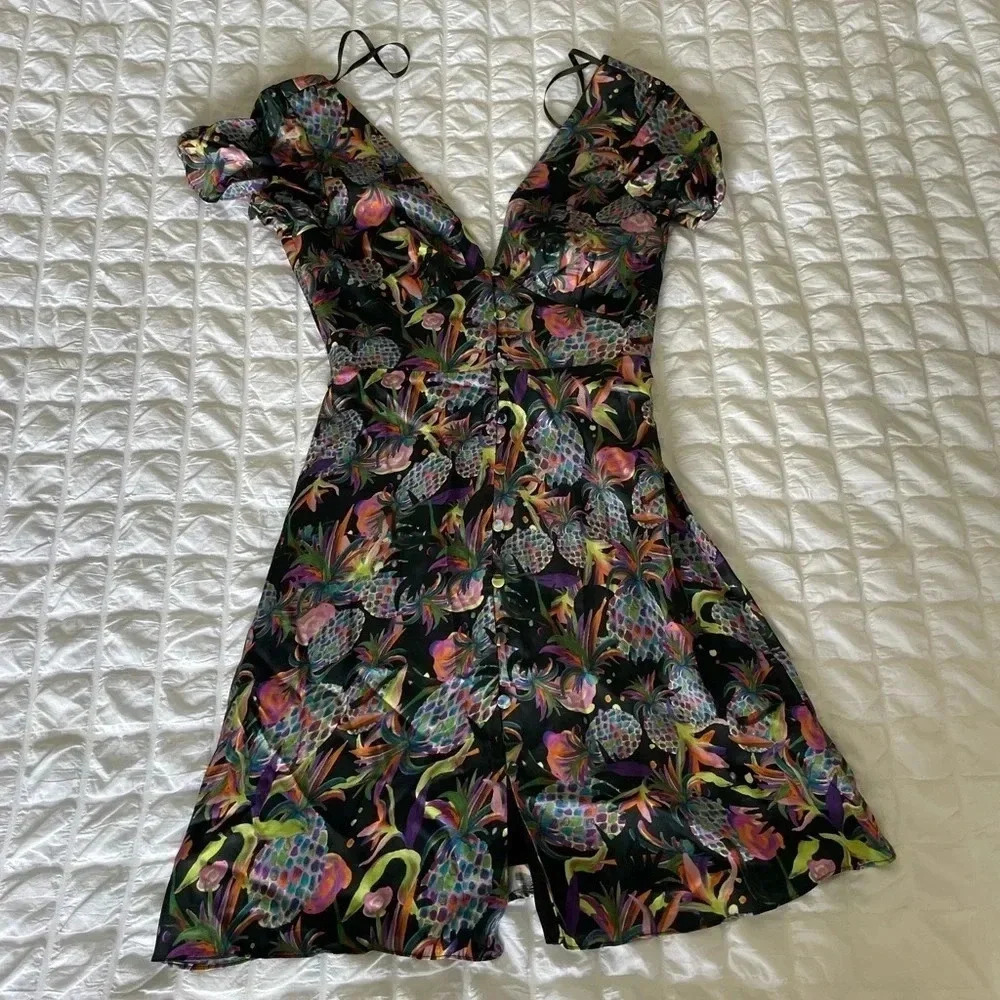 Fame & Partners satin pineapple mini dress